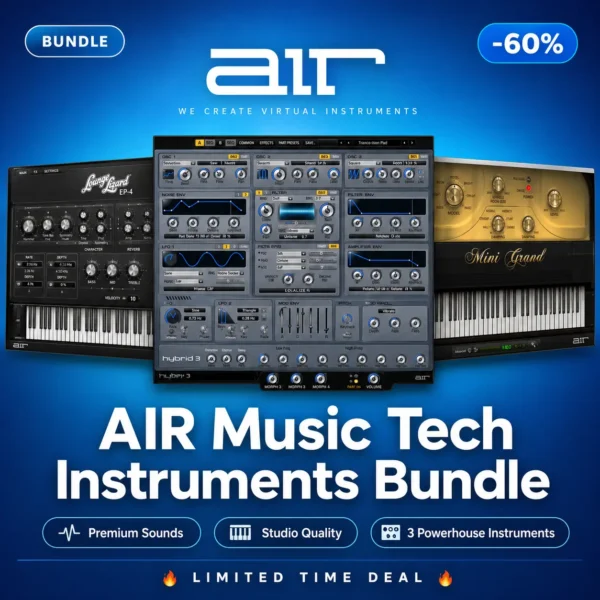 AIR Music Tech Instruments Bundle complete virtual instrument suite with synths, pianos and orchestral plugins for music production