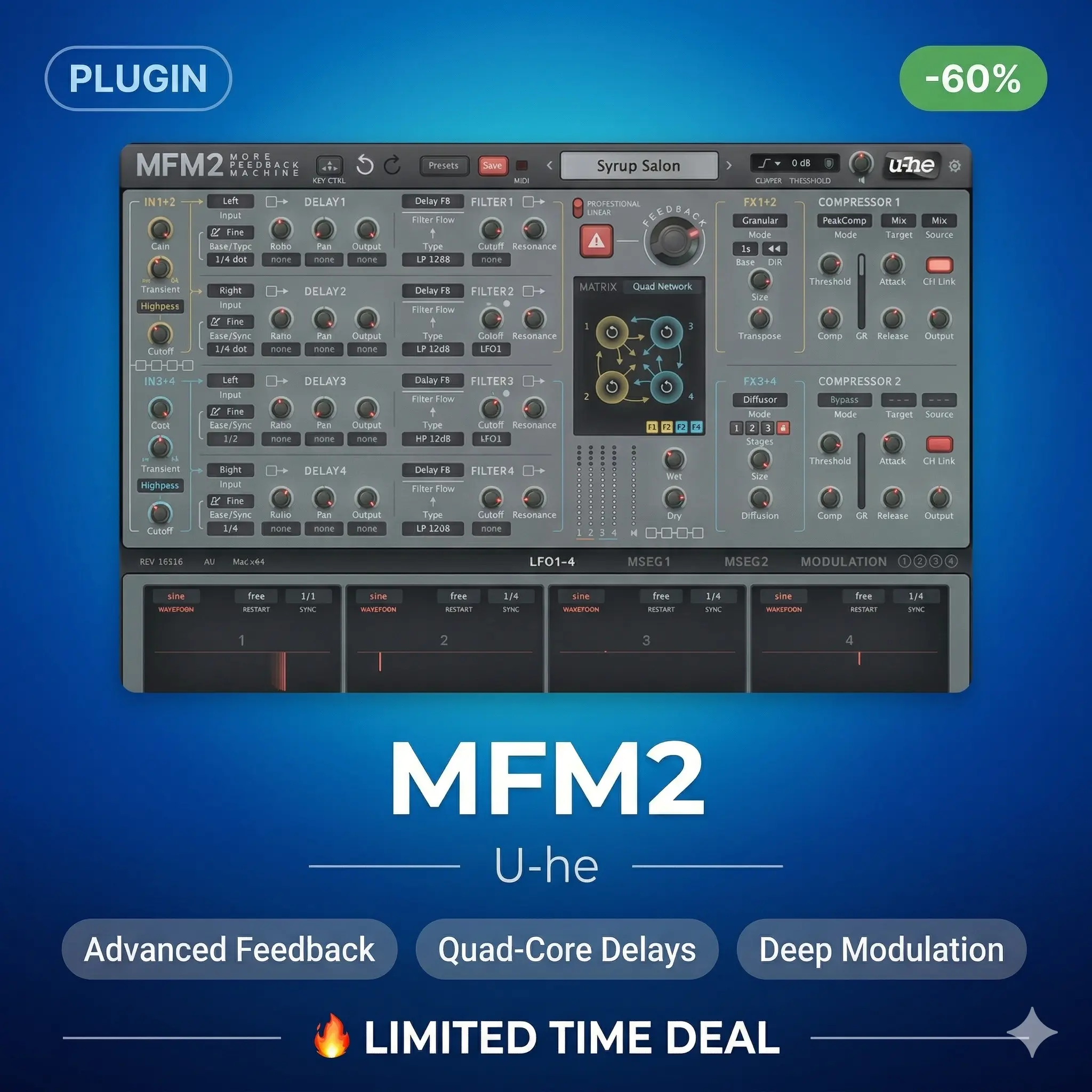 u-he MFM2 u-he MFM2 Plugin Deals – Multi Delay Effect